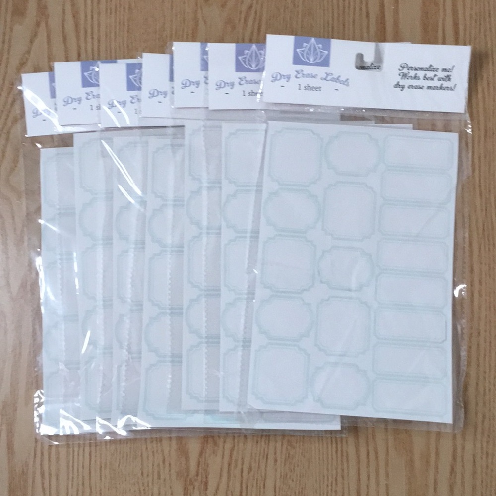 New Bundle Of 7 Dry Erase Labels White Light Blue 18 Stickers per Sheet